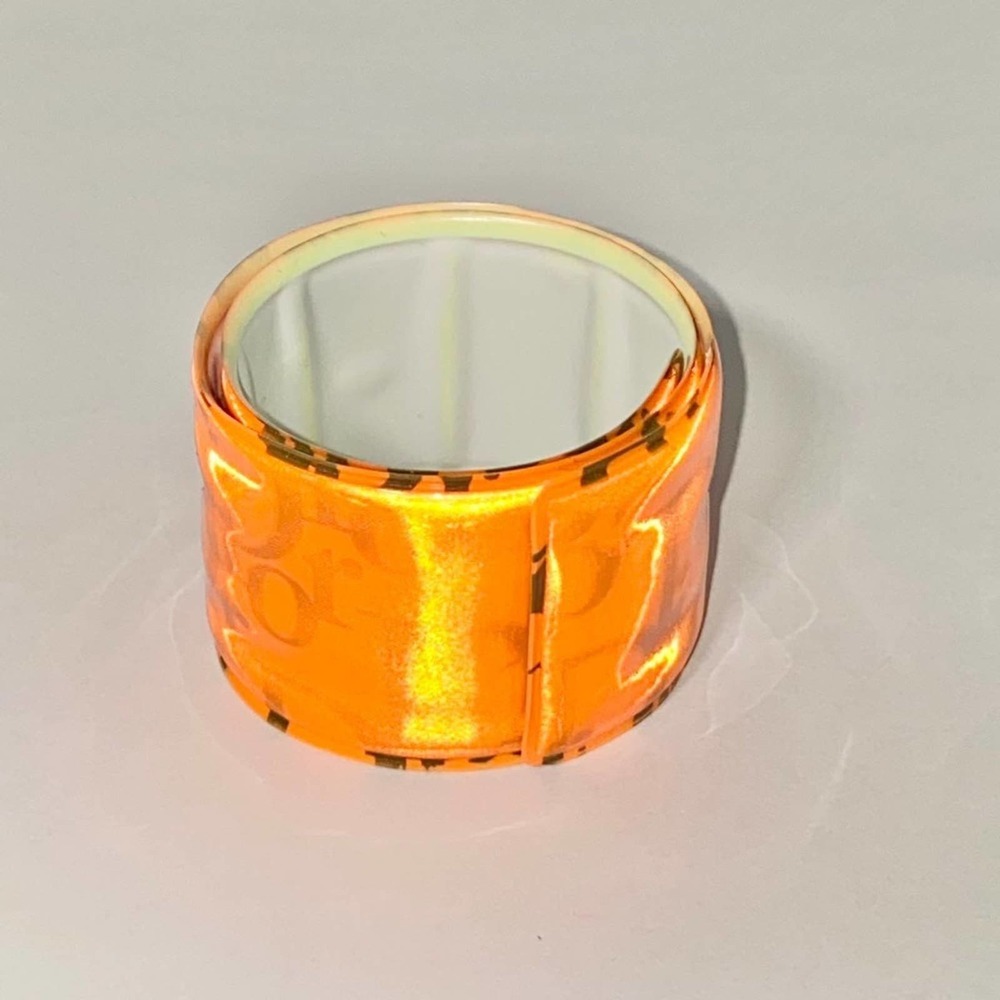VTG Y2K Christian Dior Neon Orange Dayglo Holographic Trotter Logo Slap Bracelet - Picture 13 of 14